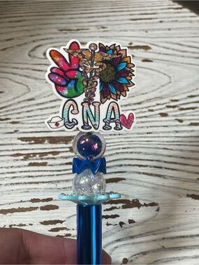Hand Crafted Blue CNA Beaded Pen